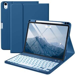 iPad Air 11" Keyboard Case Backlit Detachable Bluetooth w/ Pencil Holder Blue